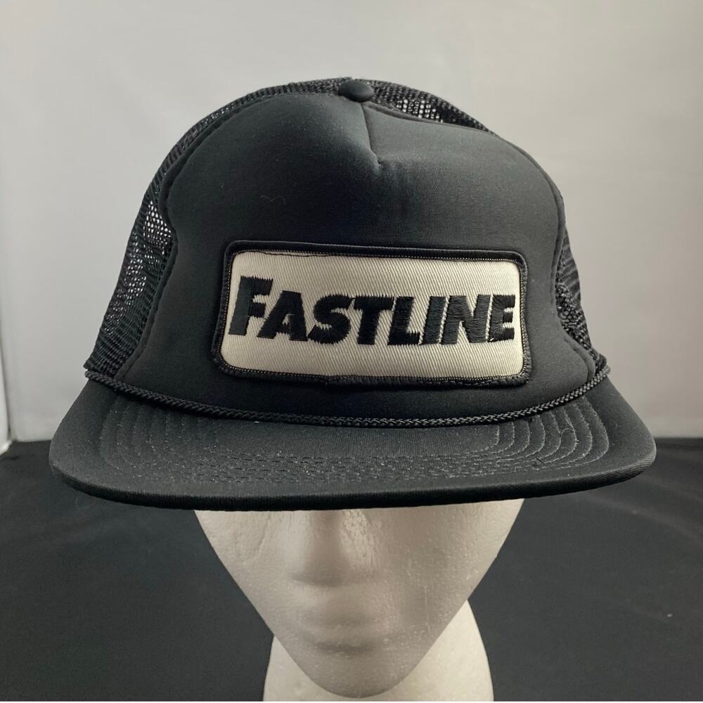 Vintage Fastline Mesh Trucker Hat Black Snapback Nissun Cap One Size
